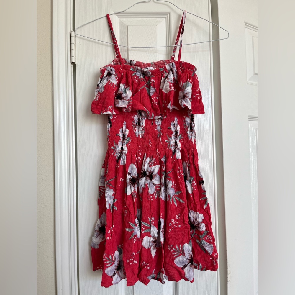 Floral Hawaiian Red Sleeveless Dress